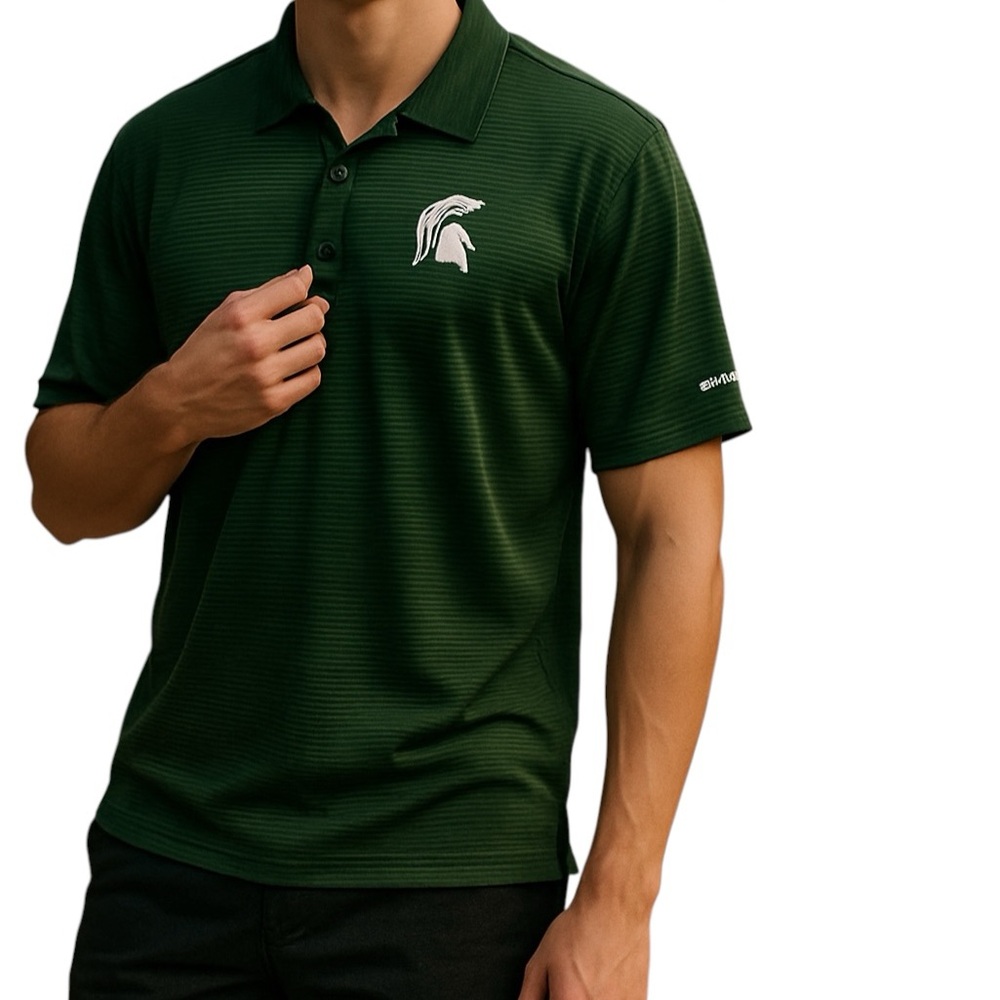 FF15 green w/ white stripes polo spartan logo Columbia Golf medium med m